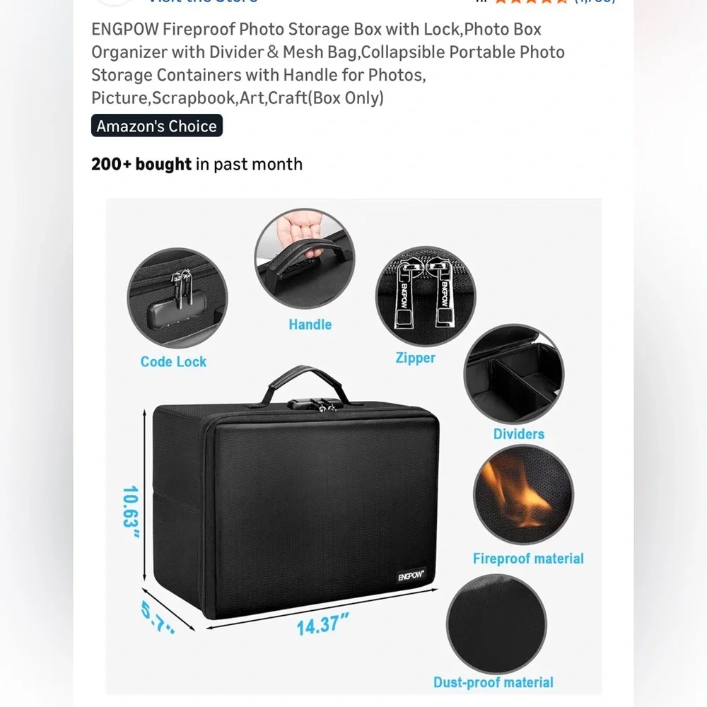 Black Fireproof and Water-resistant Bag
